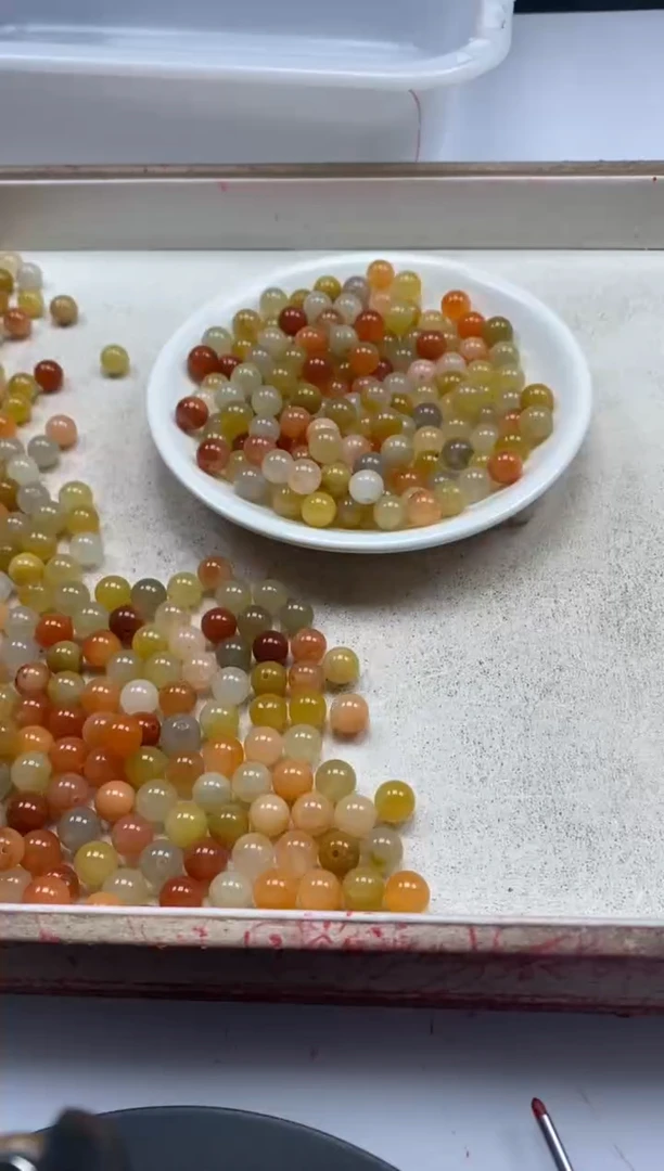 【闪购商品】玛瑙/玉髓颈饰未镶嵌w361三彩金丝8mm*40颗