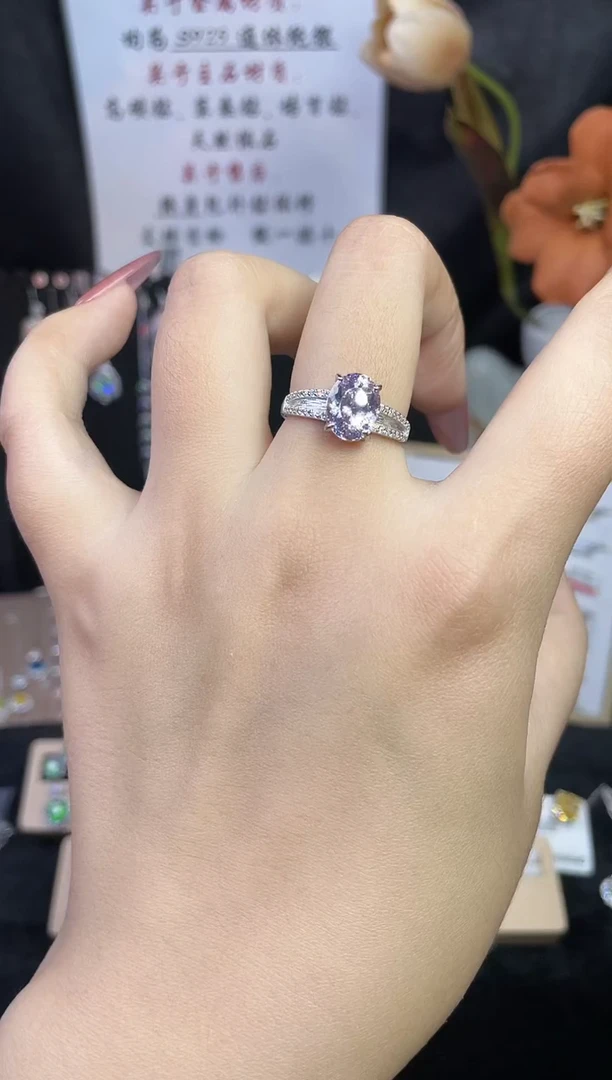 合成立方氧化锆925银编号F0282 戒指 浅浅粉