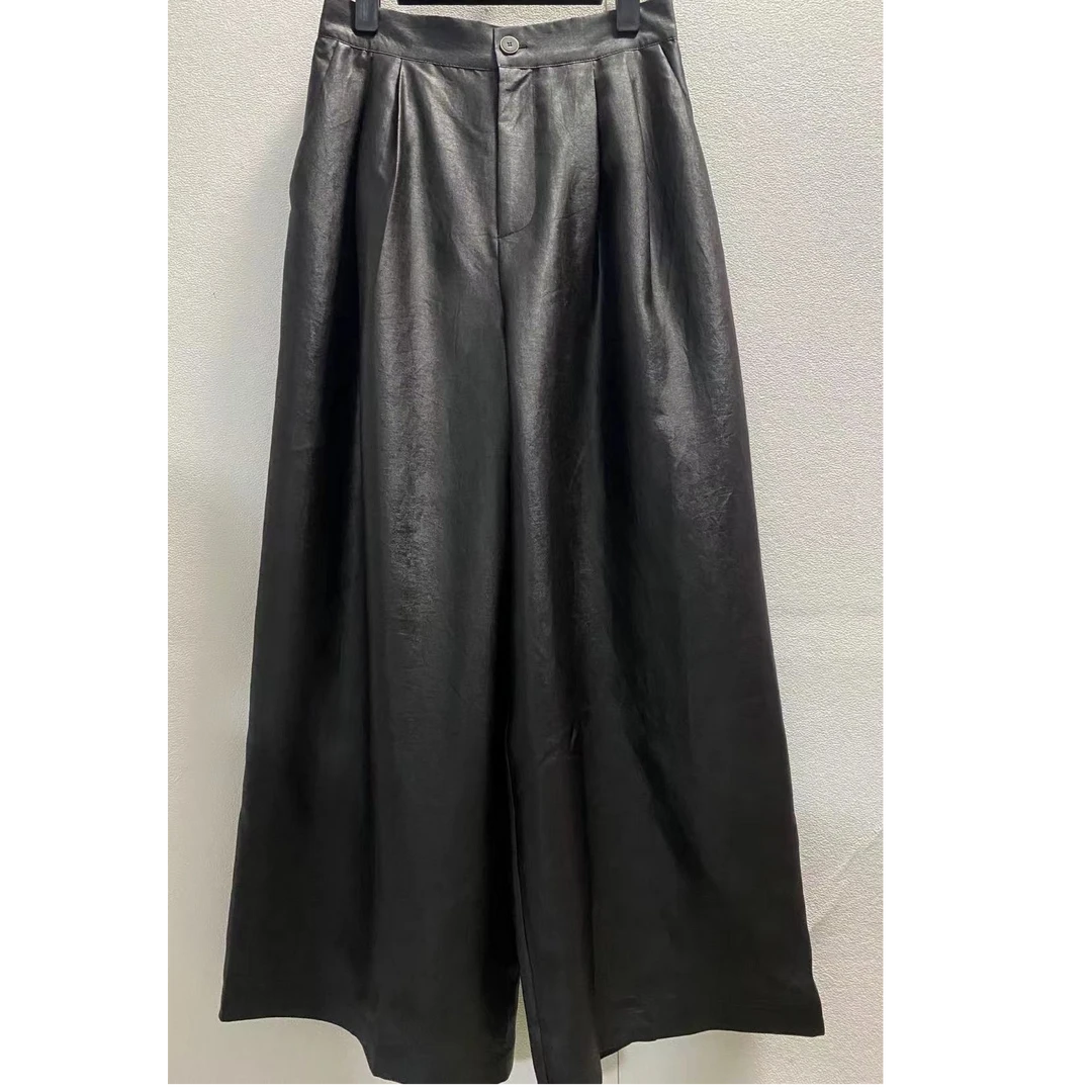 九儿家2024新款香云纱加绒直筒裤25001