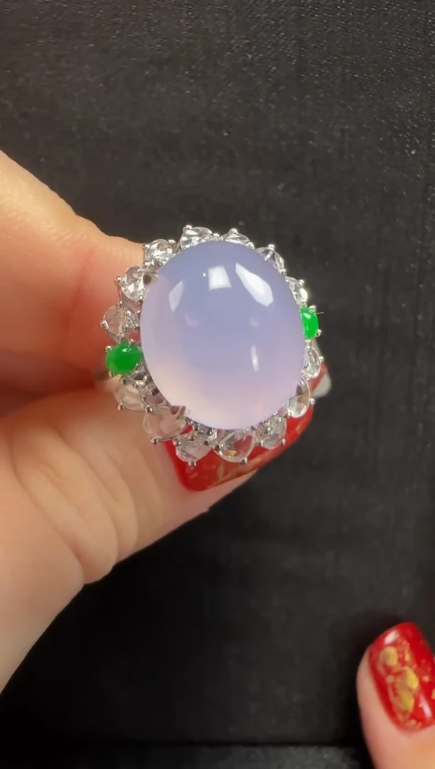 【闪购商品】翡翠戒指18K金镶嵌419蛋面一枚