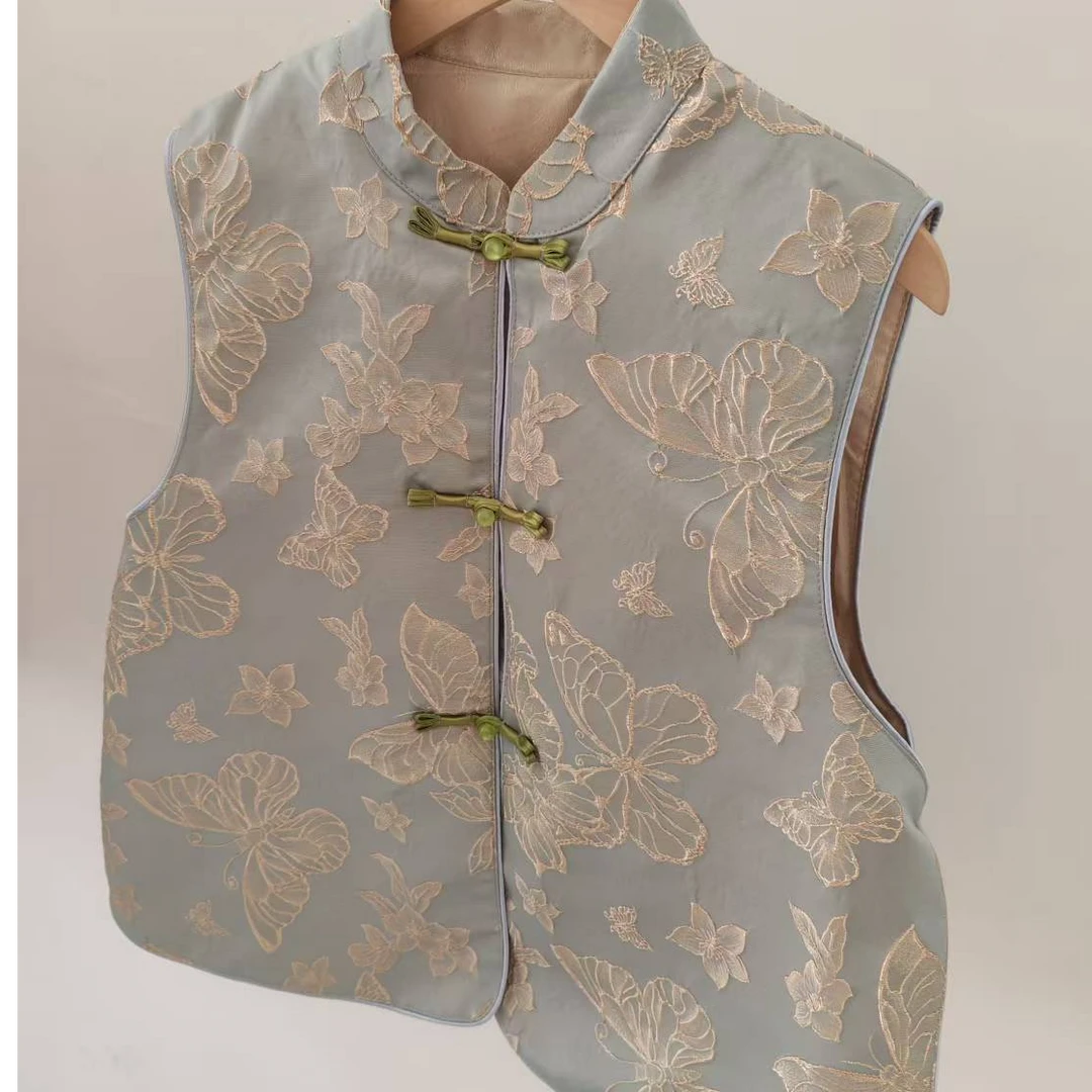 （大蝴蝶款立领）（小俊）2025新款立领提花新中式国风马甲马夹时尚