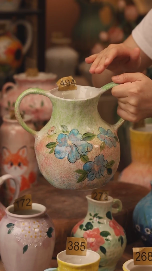 陶瓷494景德镇设计师手作花器摆件侘寂风