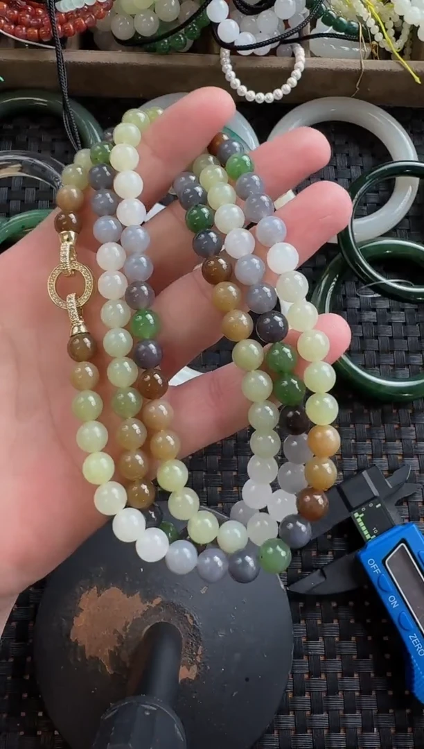 颈饰未镶嵌和田玉8mm多宝108