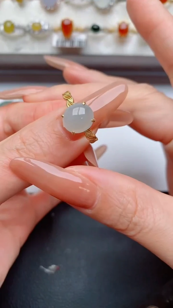 银S925镶嵌戒指翡翠...