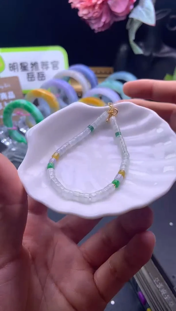 银S925镶嵌手串翡翠筒珠