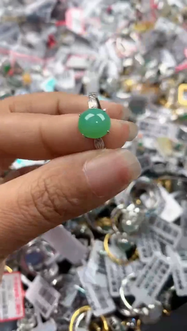 银S925镶嵌戒指翡翠141414----5