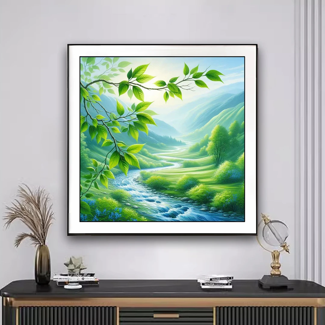 【新疆长绒棉双纱棉】6886溪流潺潺十字绣大格60x60厘米满绣