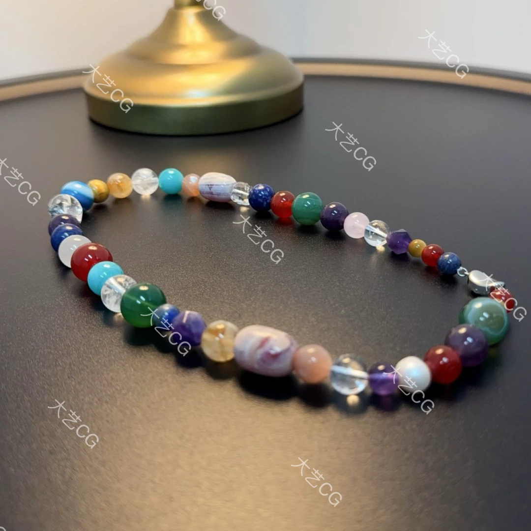 钛钢石英石项链 多色彩撞色新中式不规则复古风项链NEGlc 0597