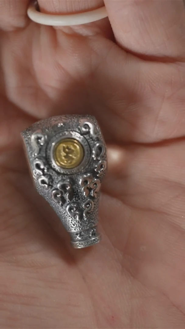 玻璃足银黄宝宝文玩三通