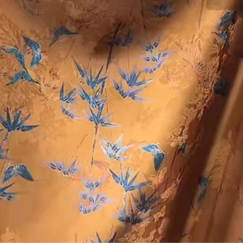 【51】竹报平安红云纱提花面料