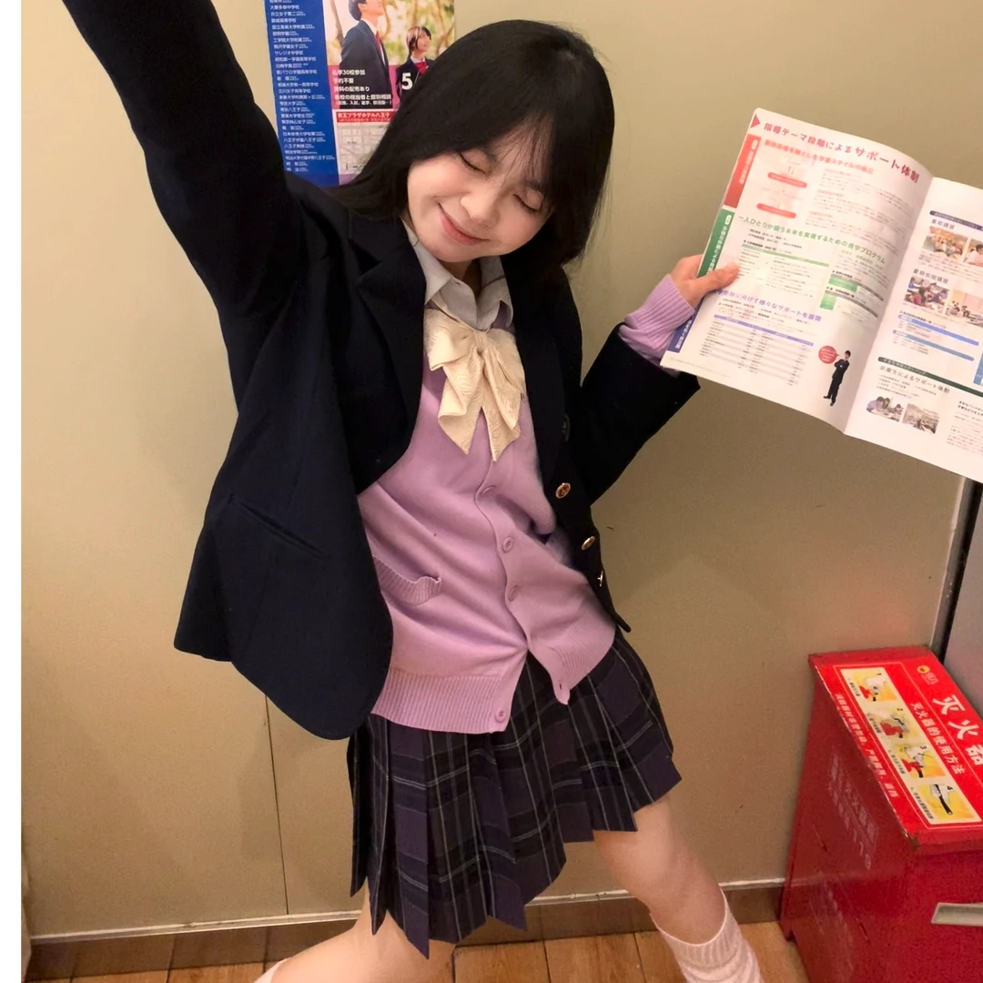 【雾里看花】JK原创格裙半身裙百褶短裙制服jk女紫色校供感秋冬款