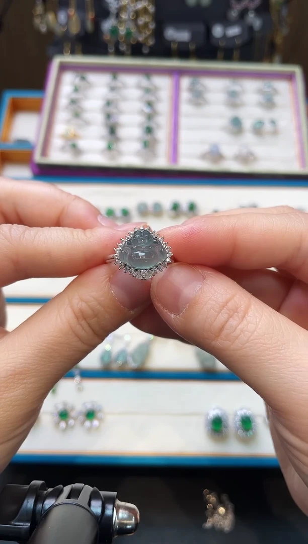 【闪购商品】翡翠耳饰银S925镶嵌戒指