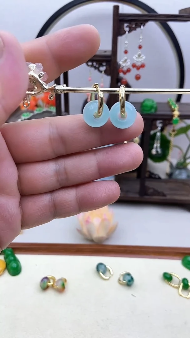 海蓝宝石耳坠14K金镶嵌124号