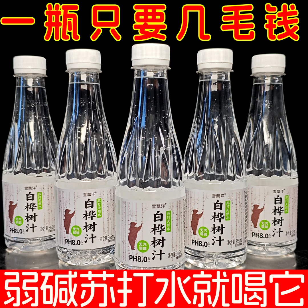 白桦树汁苏打天然水365ml*12瓶解渴解腻苏打水饮用水高颜值批发价
