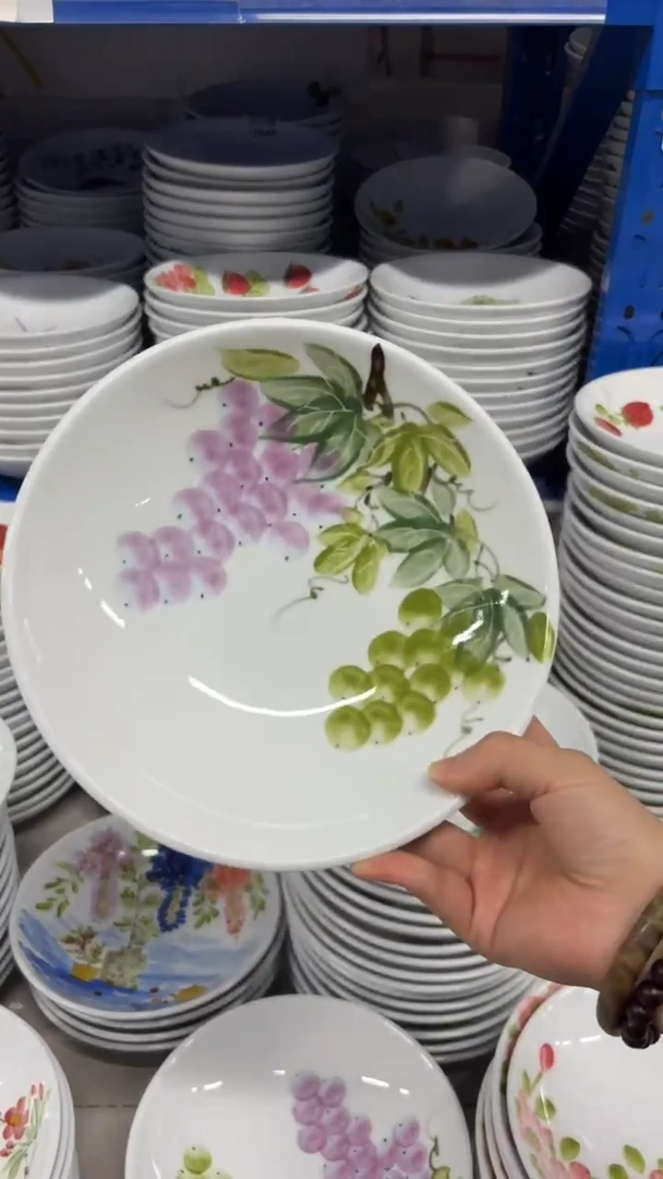 瓷片景德镇手绘釉中彩（食品级）圆深盘