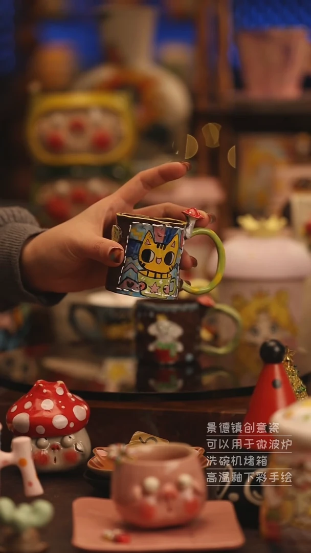 陶瓷景德镇可爱陶瓷釉下彩绘设计师款