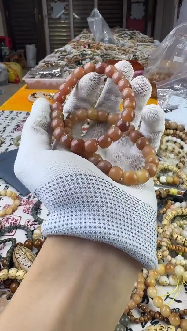 【闪购商品】菩提根/象牙果手串406-糖粉色小九桶