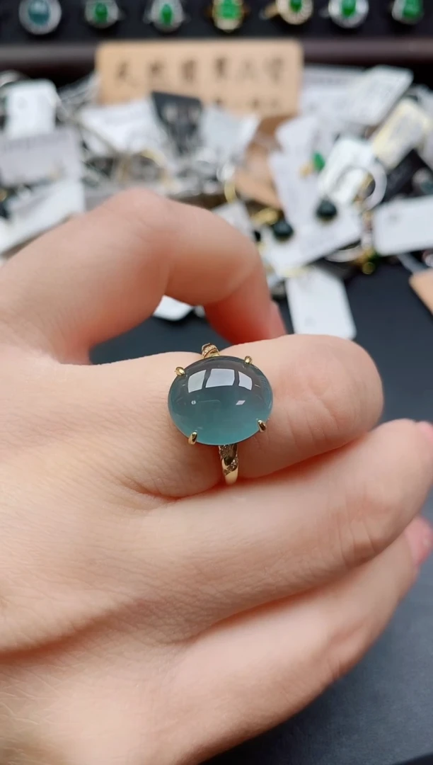 银S925镶嵌戒指翡翠1