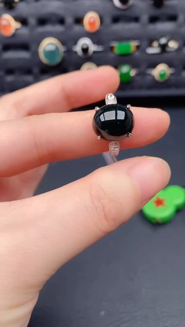 银S925镶嵌戒指翡翠天然a货翡翠168