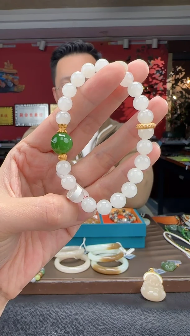 未镶嵌手串和田玉白玉diy单圈手串