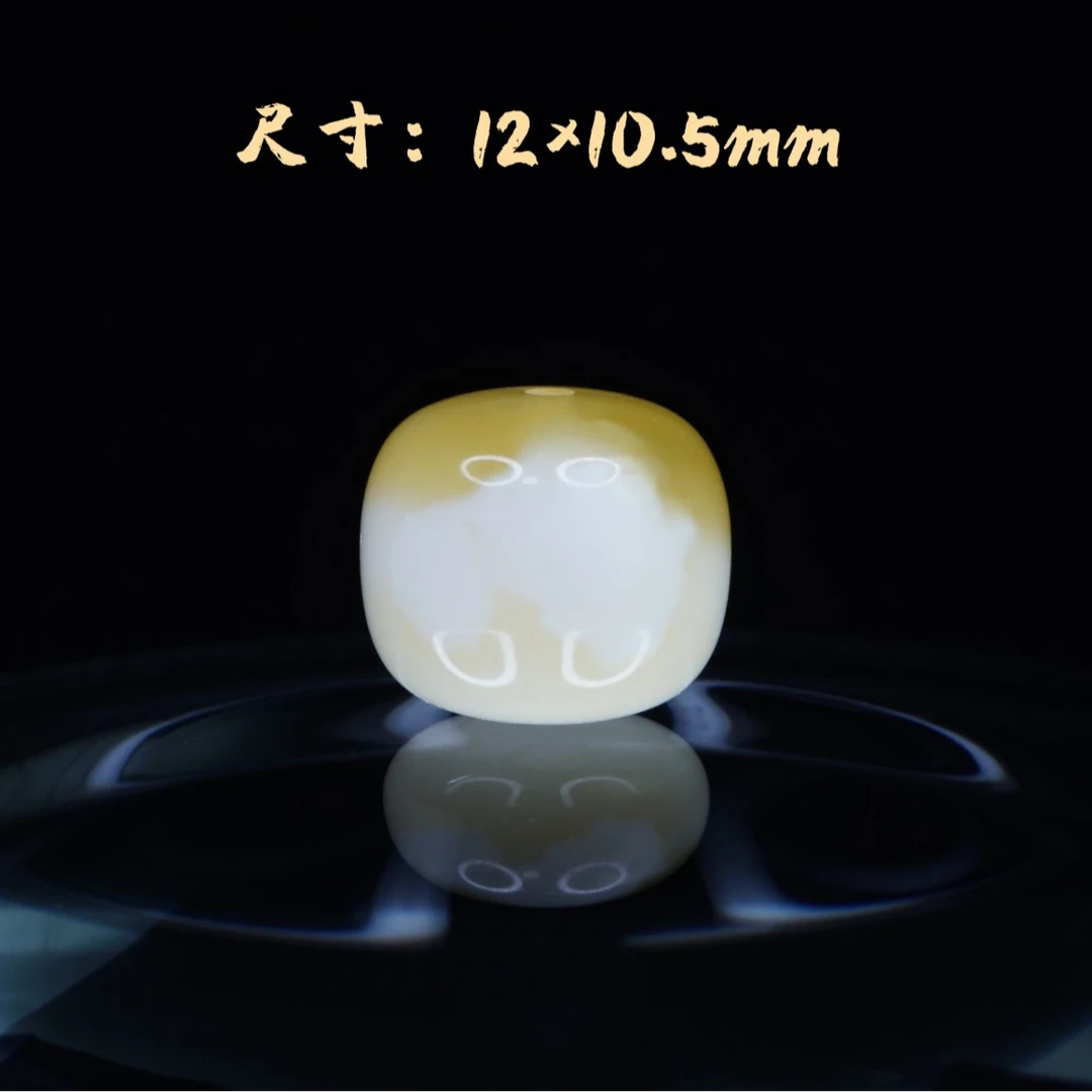 12mm金瓷白溶洞妖花老型  天然琥珀蜜蜡手作精品文玩配饰