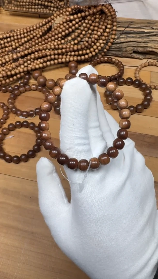 檀香木手串/手链老山檀香檀香王7.5*8单圈横纹沉水黑肉