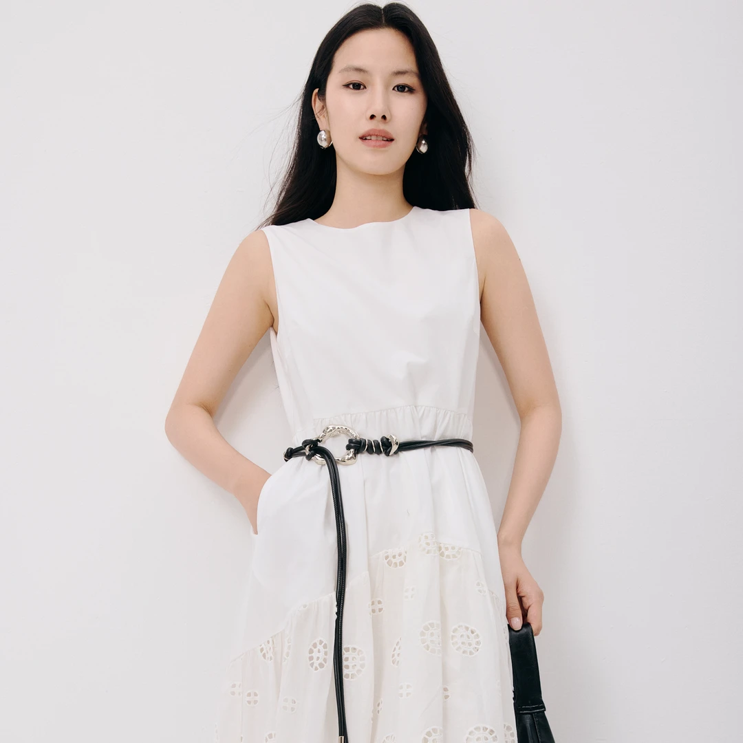 【都市漫游】HPLY荷比俪夏女优雅简约镂空刻花连衣裙HVF31751131