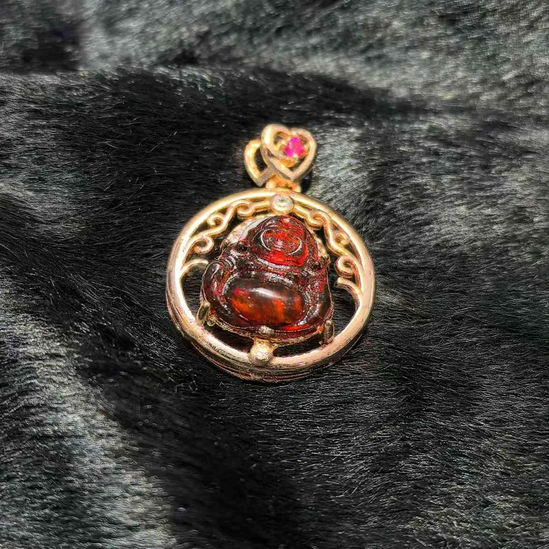 MT2361【福嘟嘟】琥珀血珀血翳珀佛公吊坠-配绳-多样性只发一件