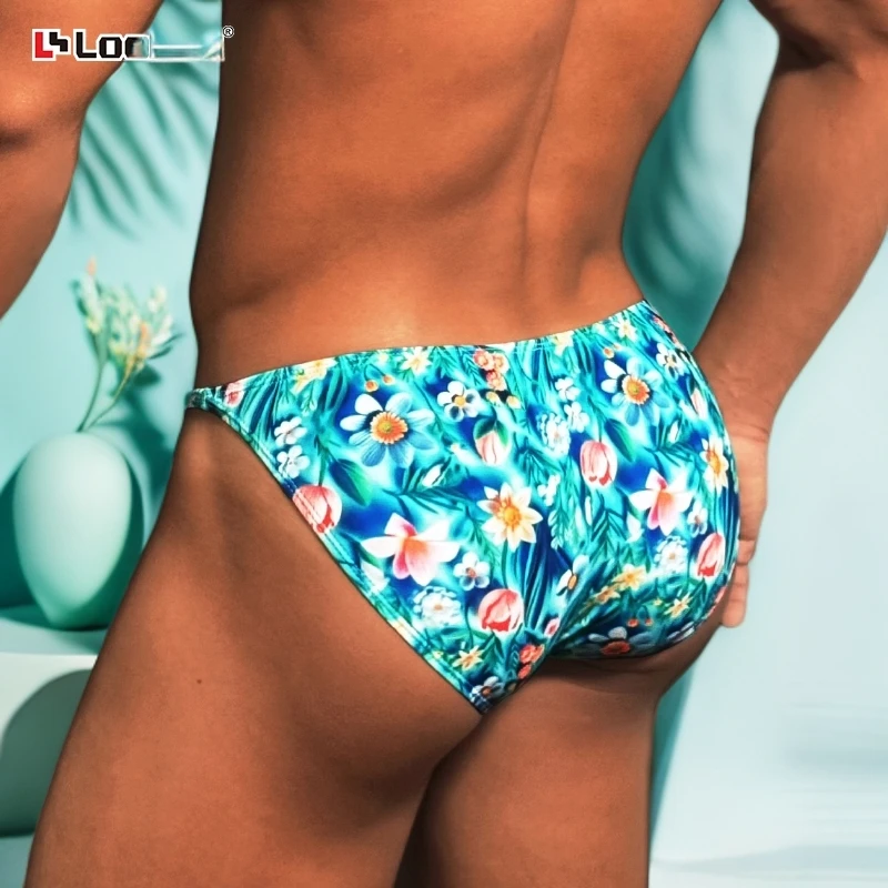 3条超薄冰丝质细边小三角裤男印花内裤运动高叉半包臀U凸性感低腰