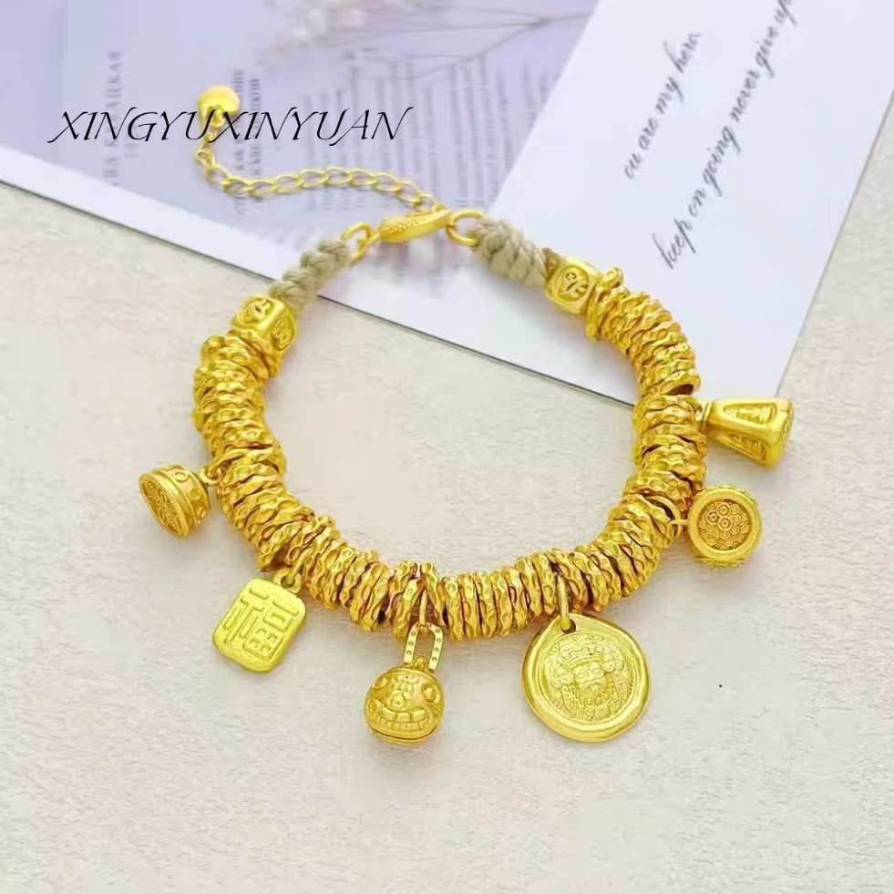 合金手链 百福盘缠手工复古时尚黄色重工编织多样性发货21228