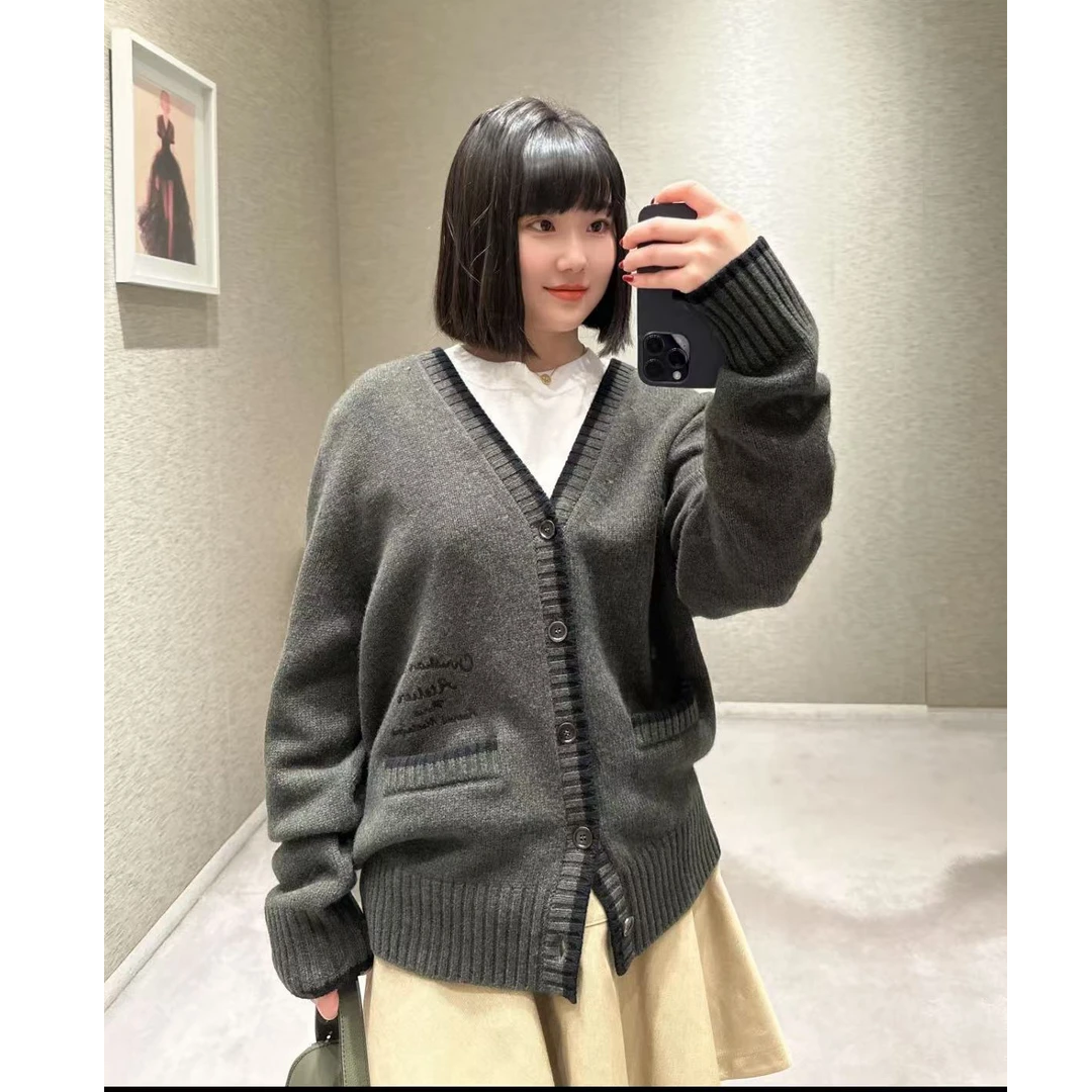 未使用 DIOR/迪奥  针织长袖开衫 绿色/M