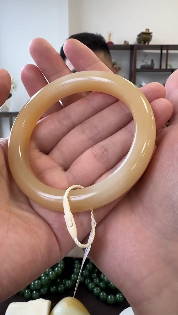 和田玉手镯未镶嵌旗舰店专属2165藕粉手镯