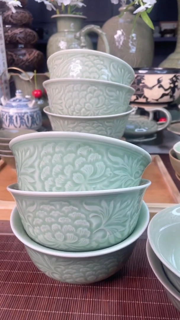 【闪购商品】耀州窑塔式牡丹小碗14com口径6只