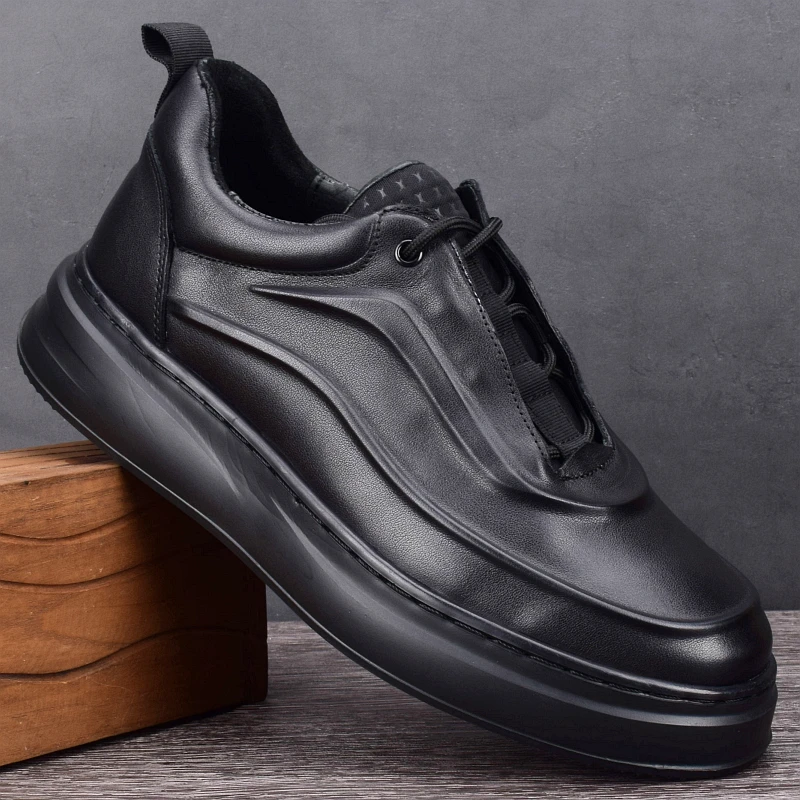 CATIA SELI新款真皮头层牛皮男士皮鞋透气轻便厚底百搭运动休闲鞋