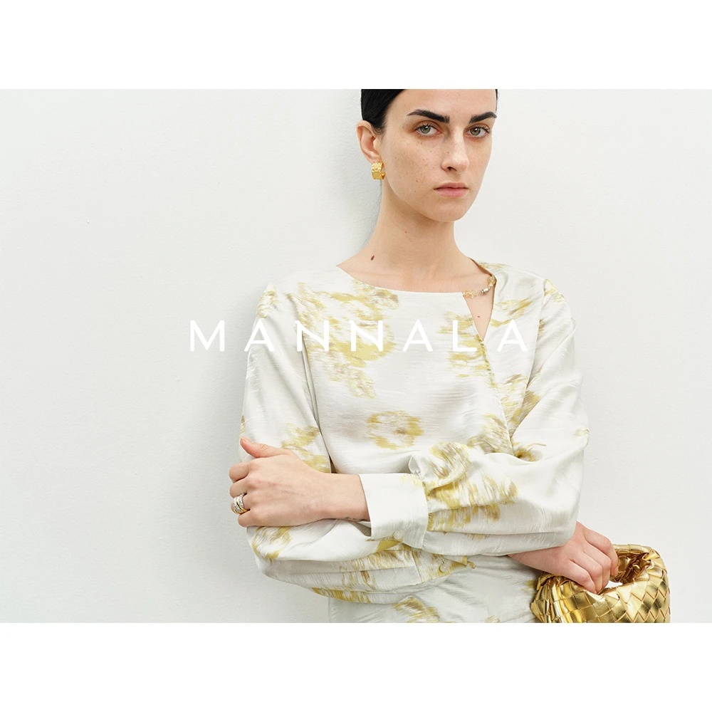 MANNALA丨“金香玉”温润雅致6A级收腰设计感新中式真丝衬衫Q2605