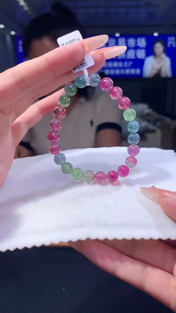 手链未镶嵌碧玺西瓜碧玺单圈 8x