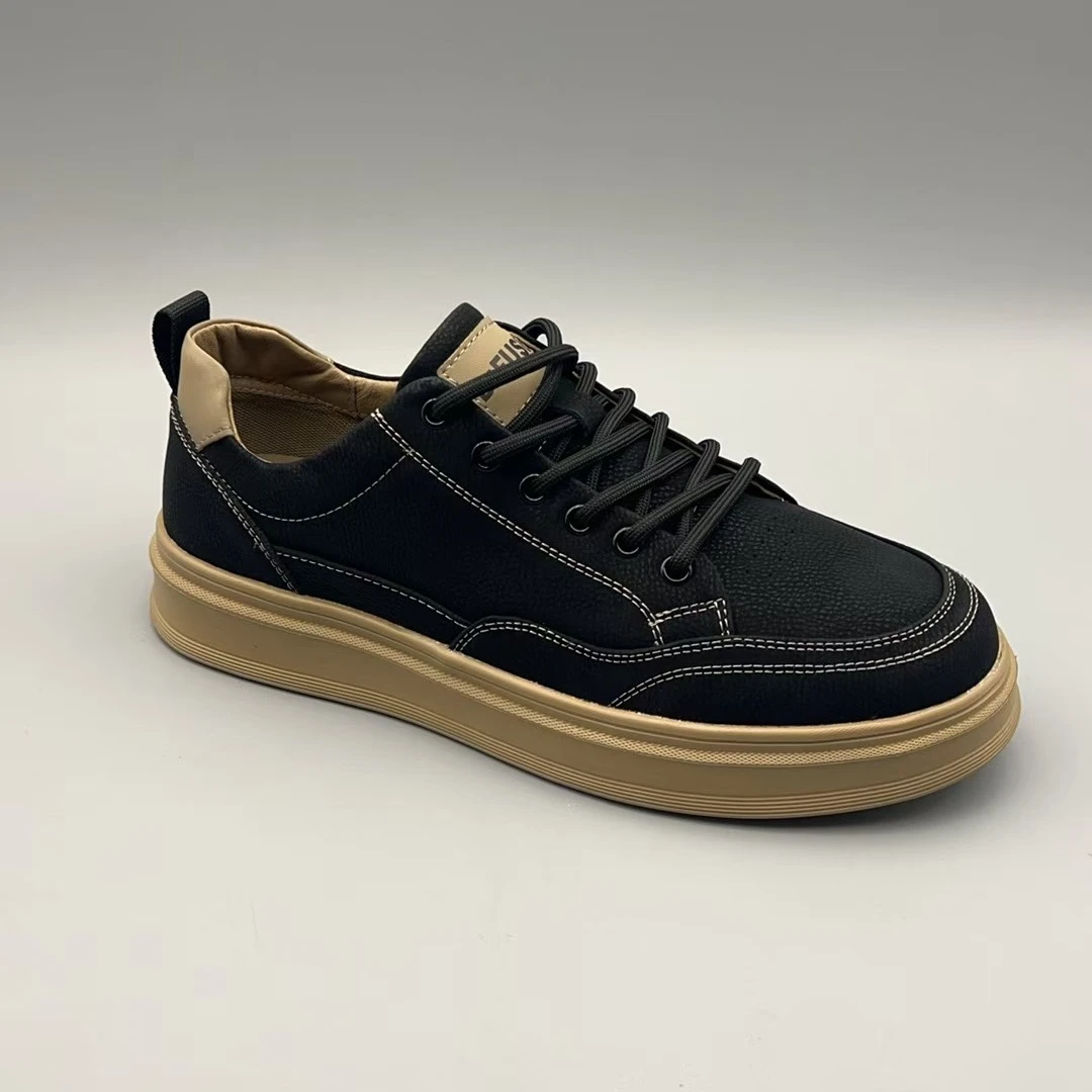 夏季新款轻质厚底男士圆头系带休闲皮板鞋43122084