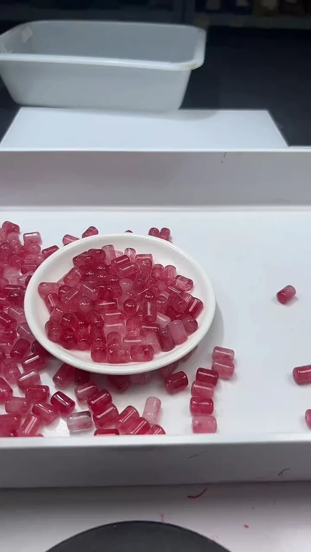 颈饰未镶嵌水晶W1734 卢比莱粉碧玺管珠 12*8MM*10颗