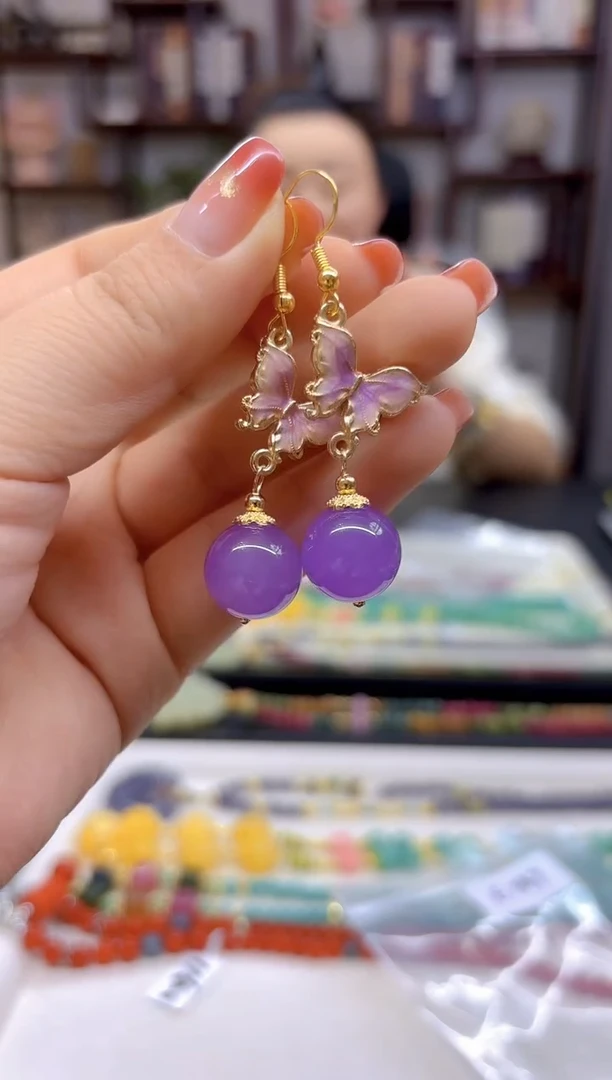 【闪购商品】翡翠耳饰14K金镶嵌耳坠E737