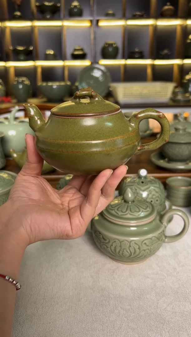 其他耀州窑纯手工茶叶末釉竹节壶