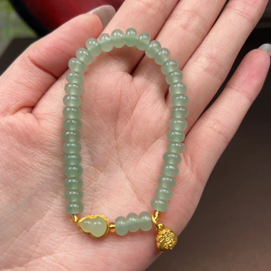 算盘珠葫芦配饰玉手串  526【天然宝石 会有瑕疵 介意勿拍】