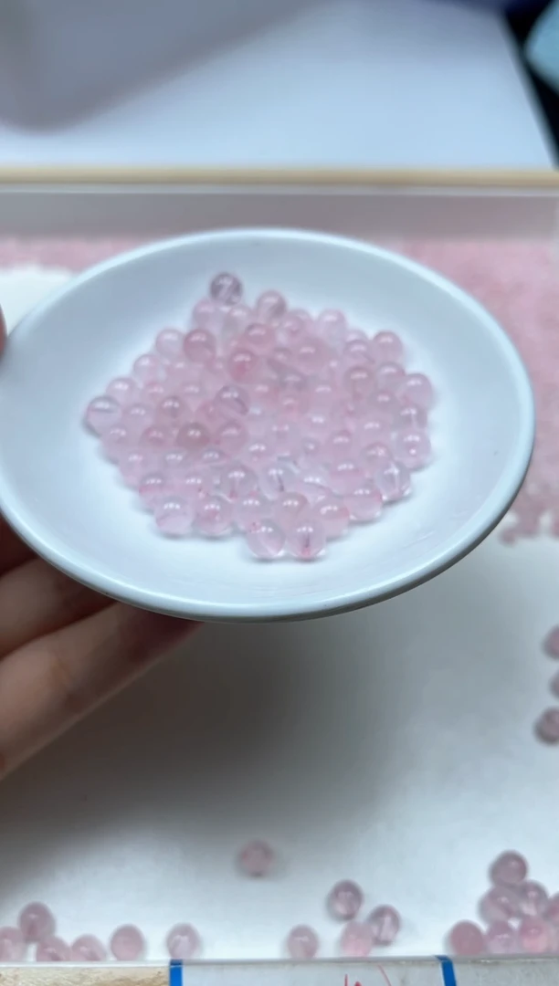 水晶珠宝半成品未镶嵌B390 粉水晶6mm30个8元