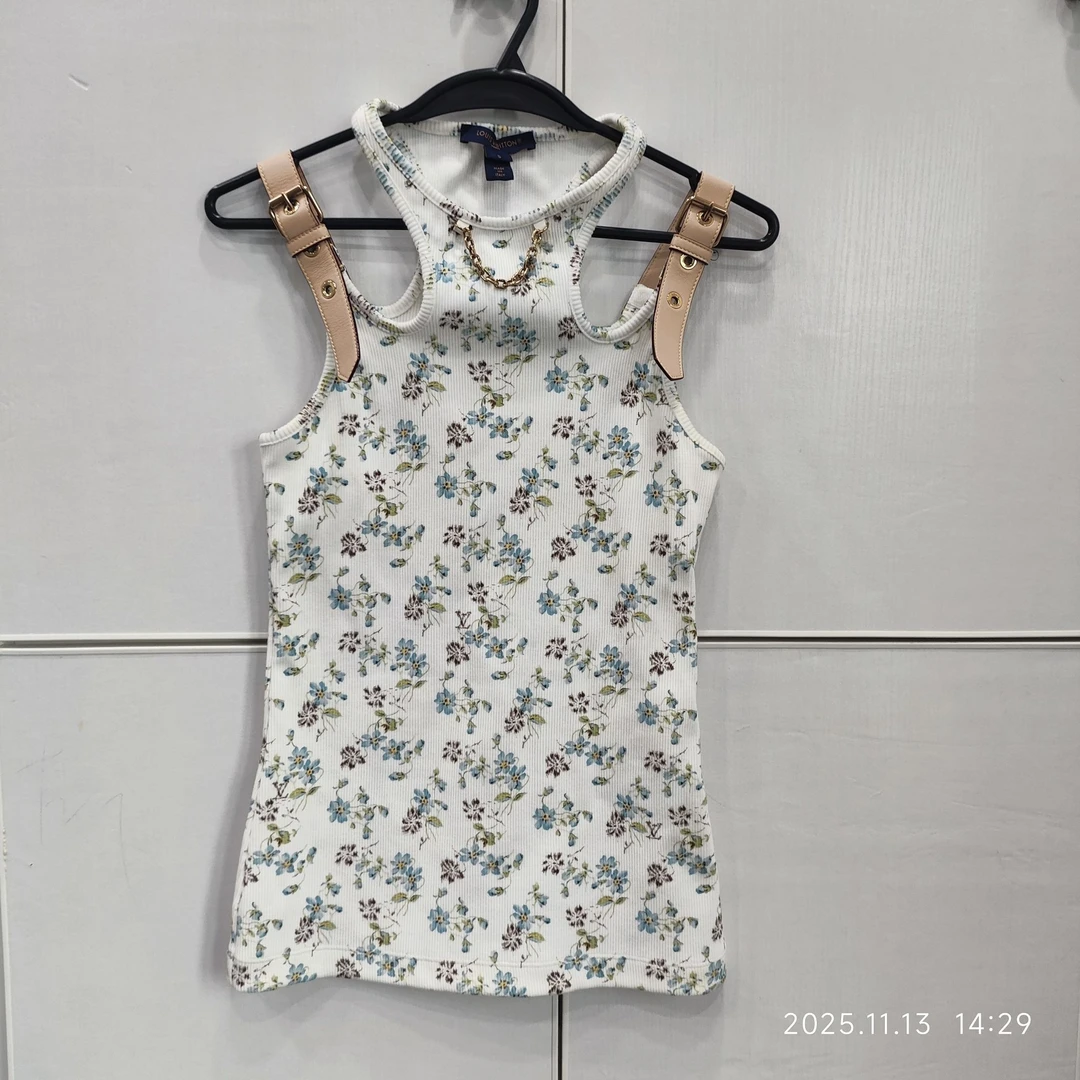 95新 LouisVuitton/路易威登 碎花满印露肩背心S/251113VHHAU03
