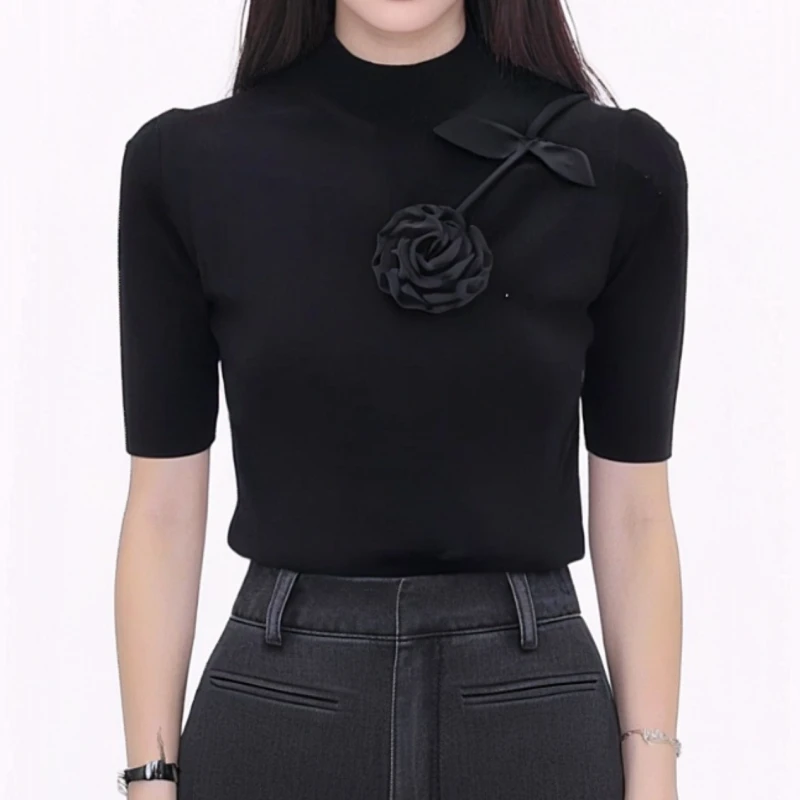 薄款针织花朵显瘦常规设计感休闲百搭毛针织衫LK2505892