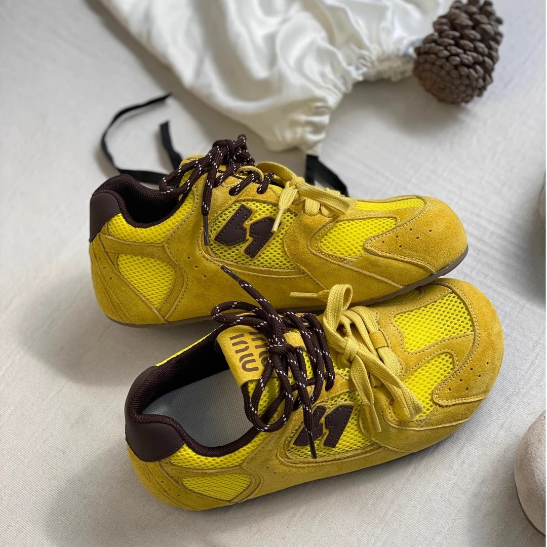 时尚字母德训鞋女2025春季新款透气网面阿甘鞋休闲运动鞋跑步鞋潮