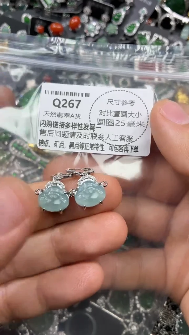 颈饰未镶嵌翡翠Q267耳扣