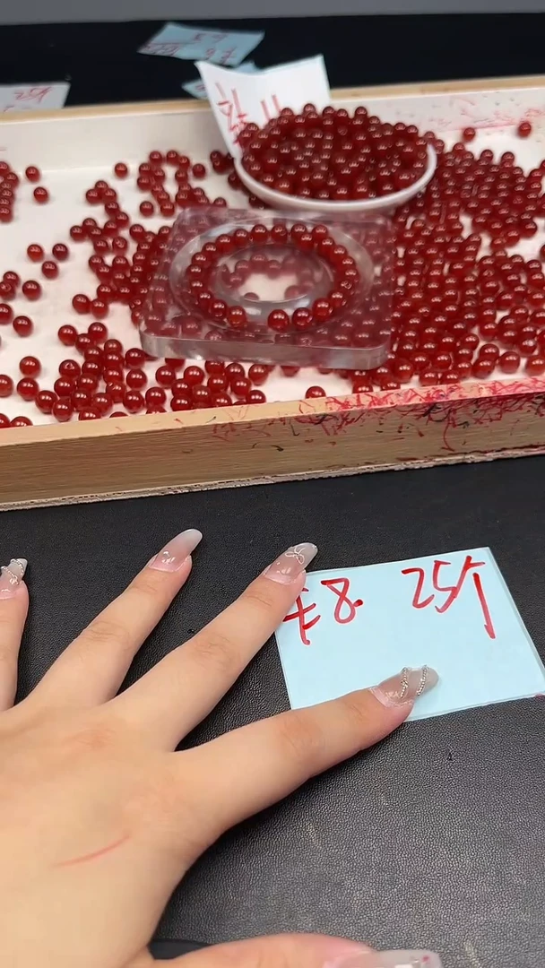 未镶嵌散珠南红玛瑙辣椒红N440卡8MM25颗