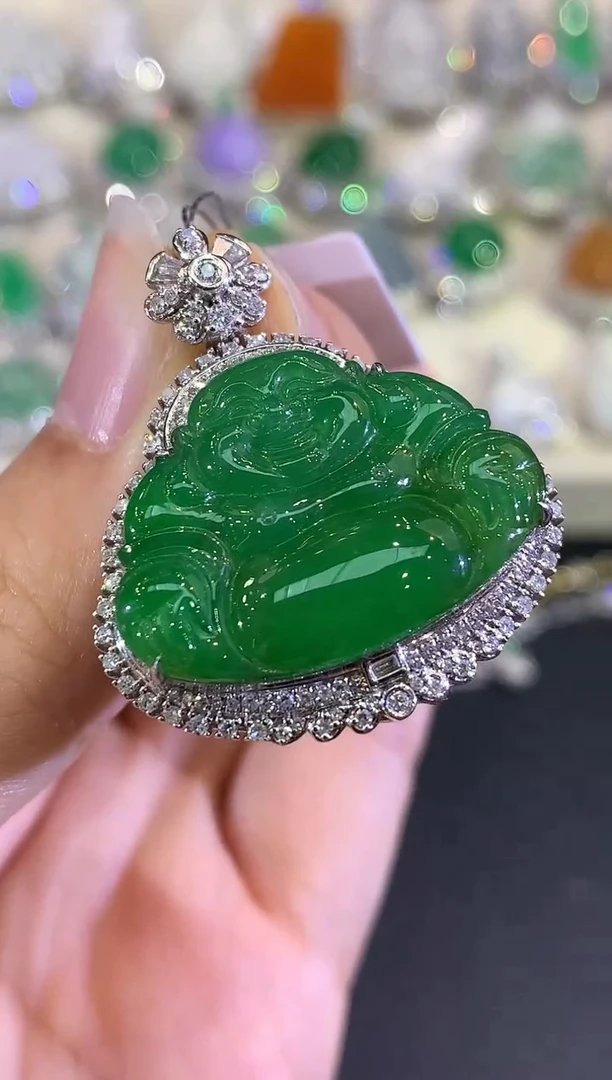 吊坠(不含链)18K金镶嵌翡翠B278