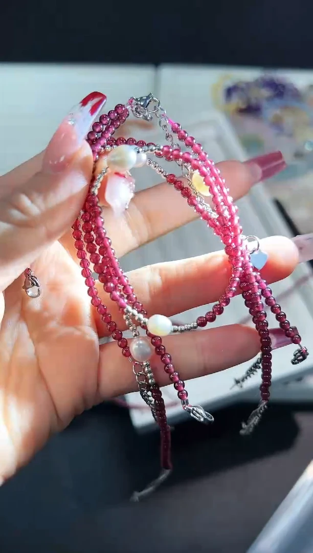 【闪购商品】石榴石手链未镶嵌26b多样性发其一/1条默认微瑕