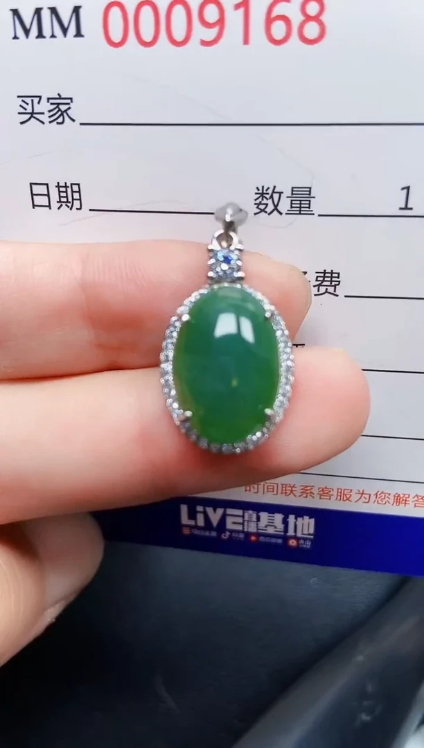 翡翠银S925镶嵌颈饰9168